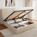 Virans Lift Up Storage Bed With Wingback Headboard, Upholstered Platform Bed Frame with Hydraulic Storage