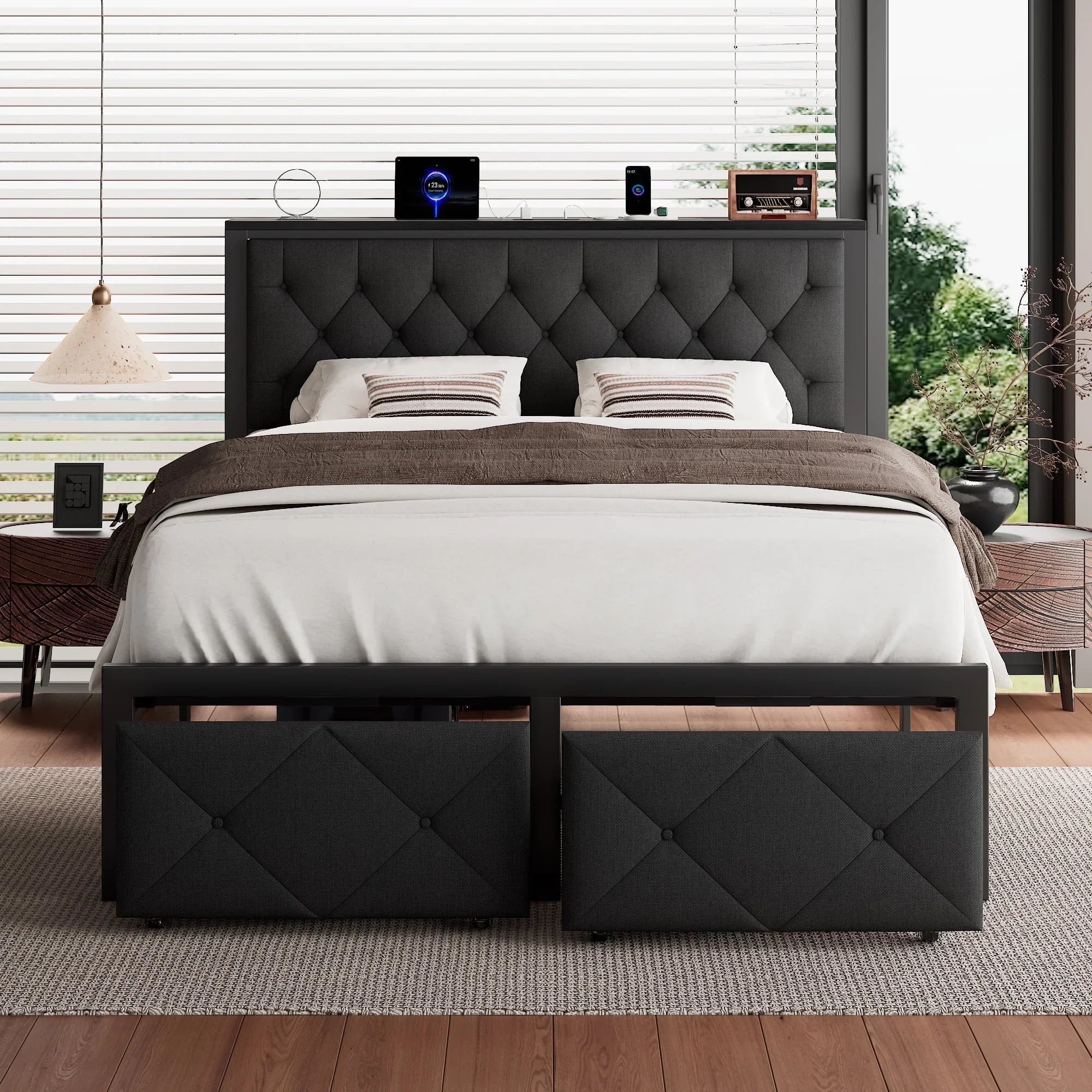 iPormis Bed Frame with Storage Drawers