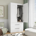iPormis Wooden Armoire Wardrobe Closet with 2 Drawers, Clothing Storage Cabinet