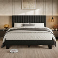 Virans Upholstered Linen Platform Bed frame with Fabric Headboard