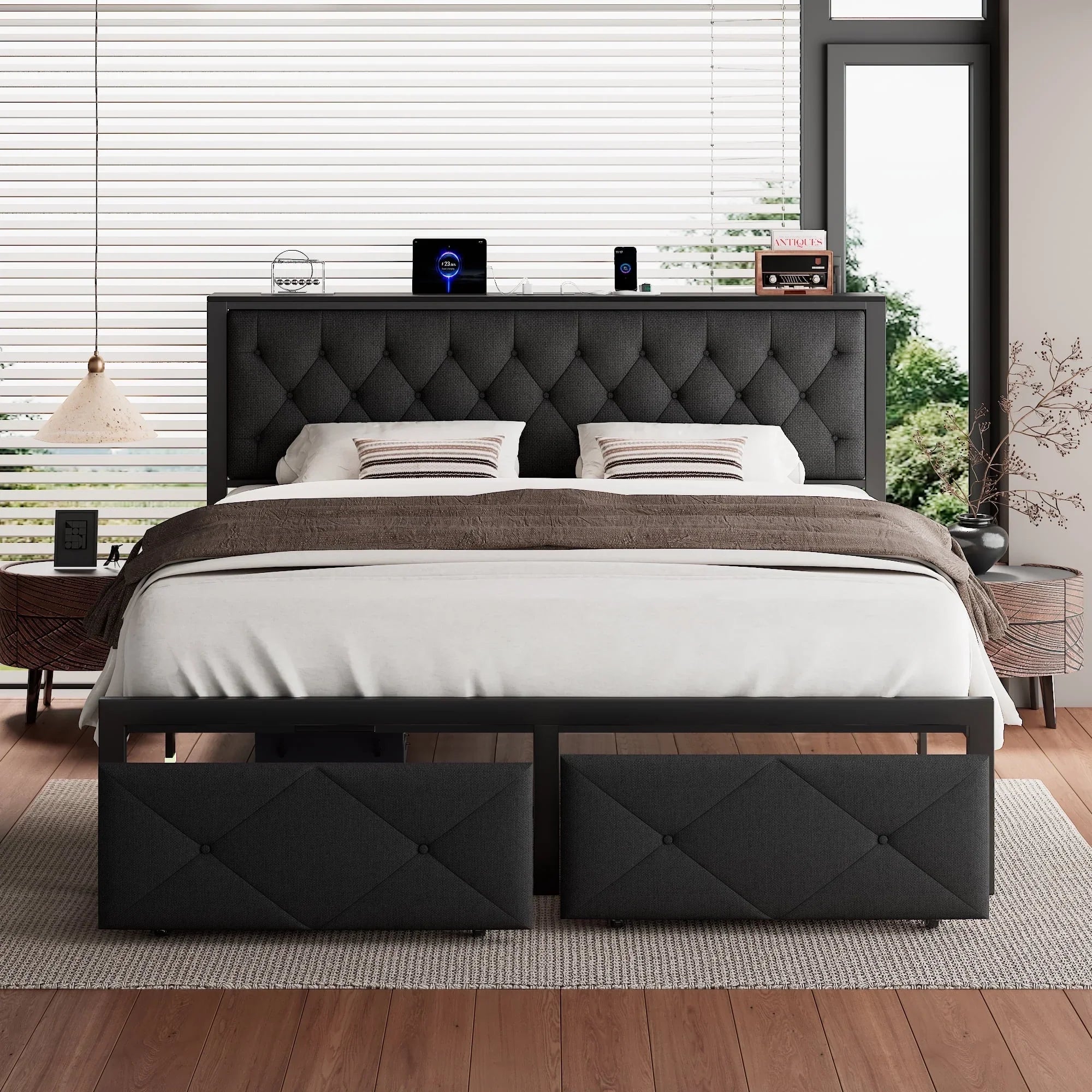 iPormis Bed Frame with Storage Drawers