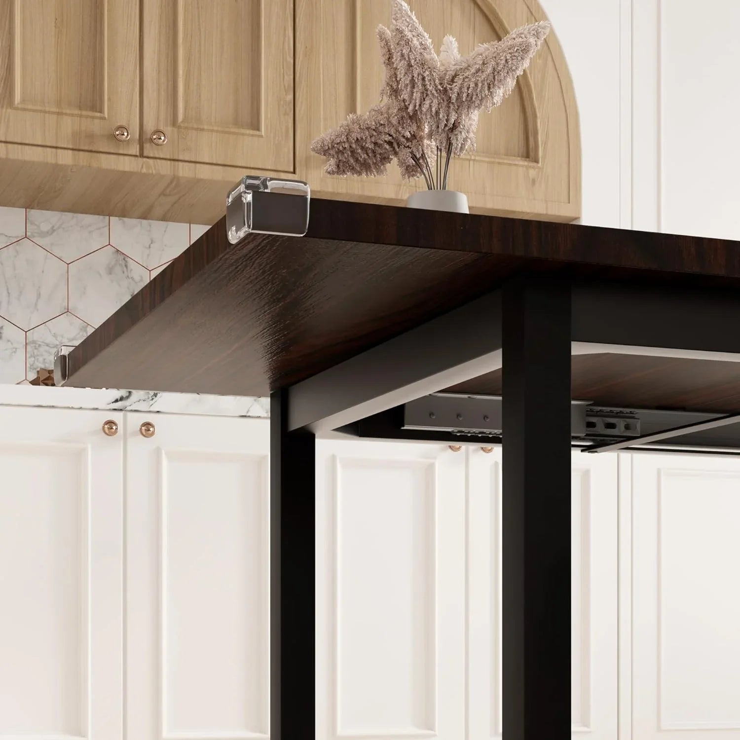 iPormis 7-Piece 63" Extendable Dining Table Set for 4-8 People, Mid-Century