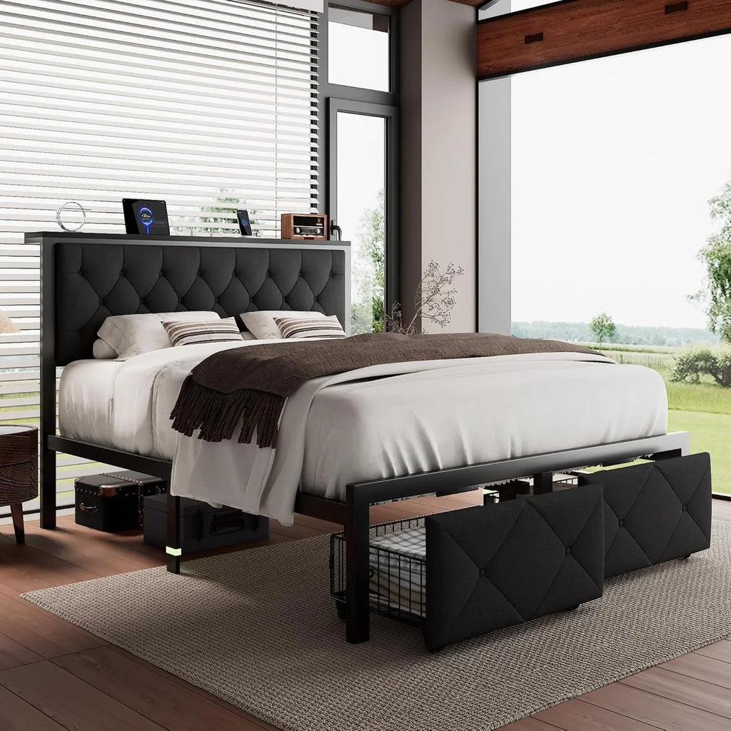 iPormis Bed Frame with Storage Drawers