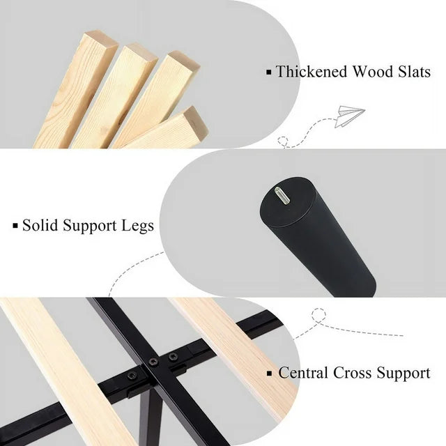 iPormis Full Bed Frame with Upholstered Wingback Button Tufted Storage Headboard