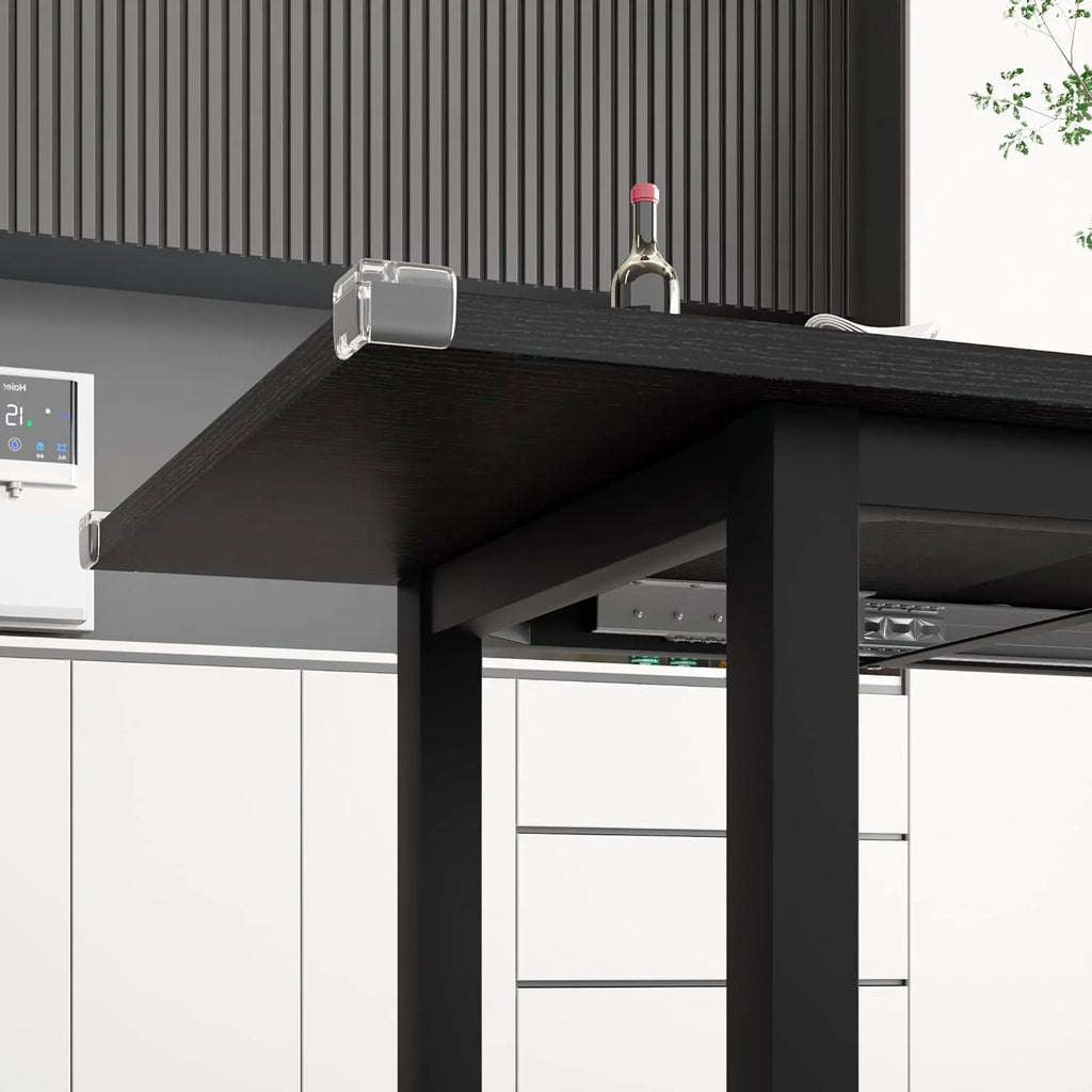 iPormis 5-Piece Dining Table Set for 4-8 People, Extendable Kitchen Table Set with 2 Benches and 2 Square Stools