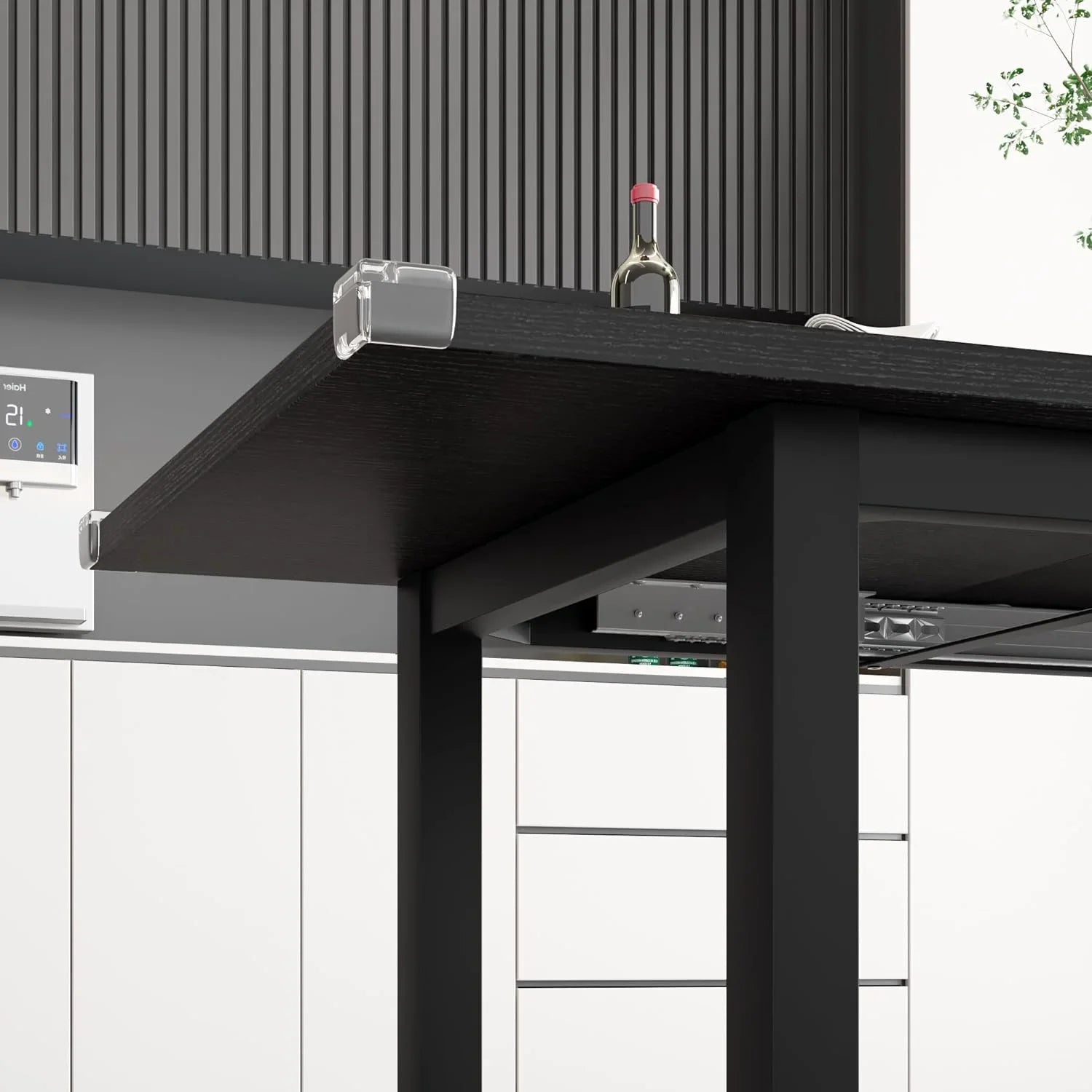 iPormis 5-Piece Dining Table Set for 4-8 People, Extendable Kitchen Table Set with 2 Benches and 2 Square Stools