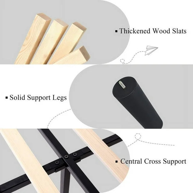 iPormis Full Bed Frame with Upholstered Wingback Button Tufted Storage Headboard