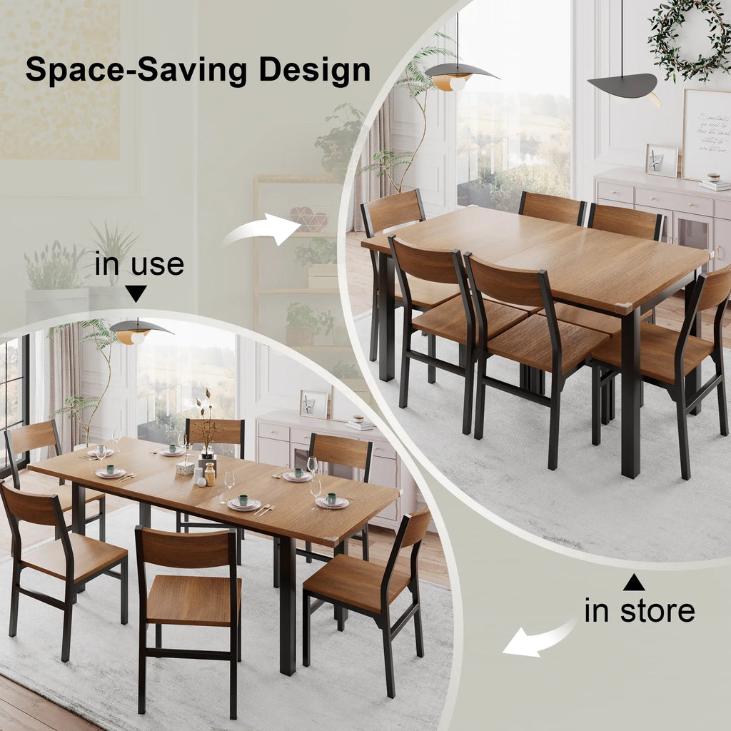 iPormis 63" Extendable Kitchen Table Set for 4-6 People
