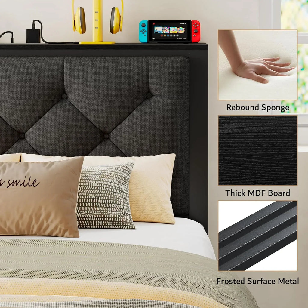 iPormis Bed Frame with Storage Drawers