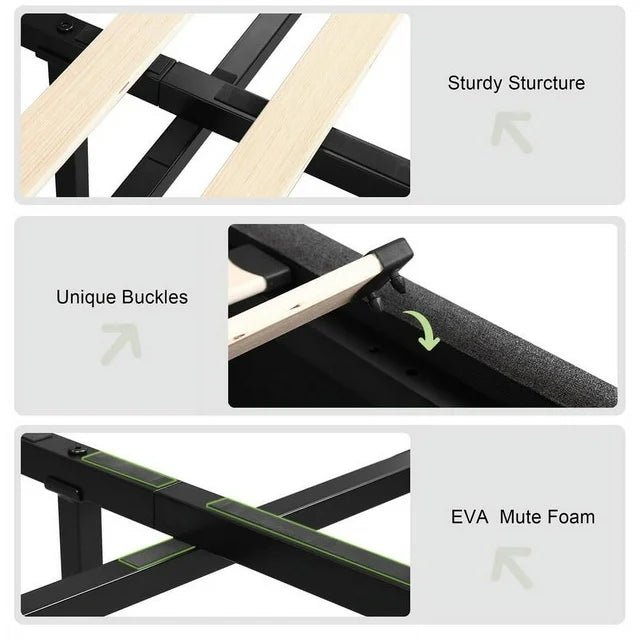 iPormis Queen Size Bed Frame with Lift up Storage & Charging Station, Button Tufted Wingback Upholstered Headboard