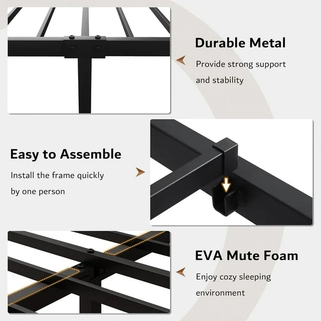 iPormis Queen Metal Bed Frame with Victorian Vintage Headboard and Footboard