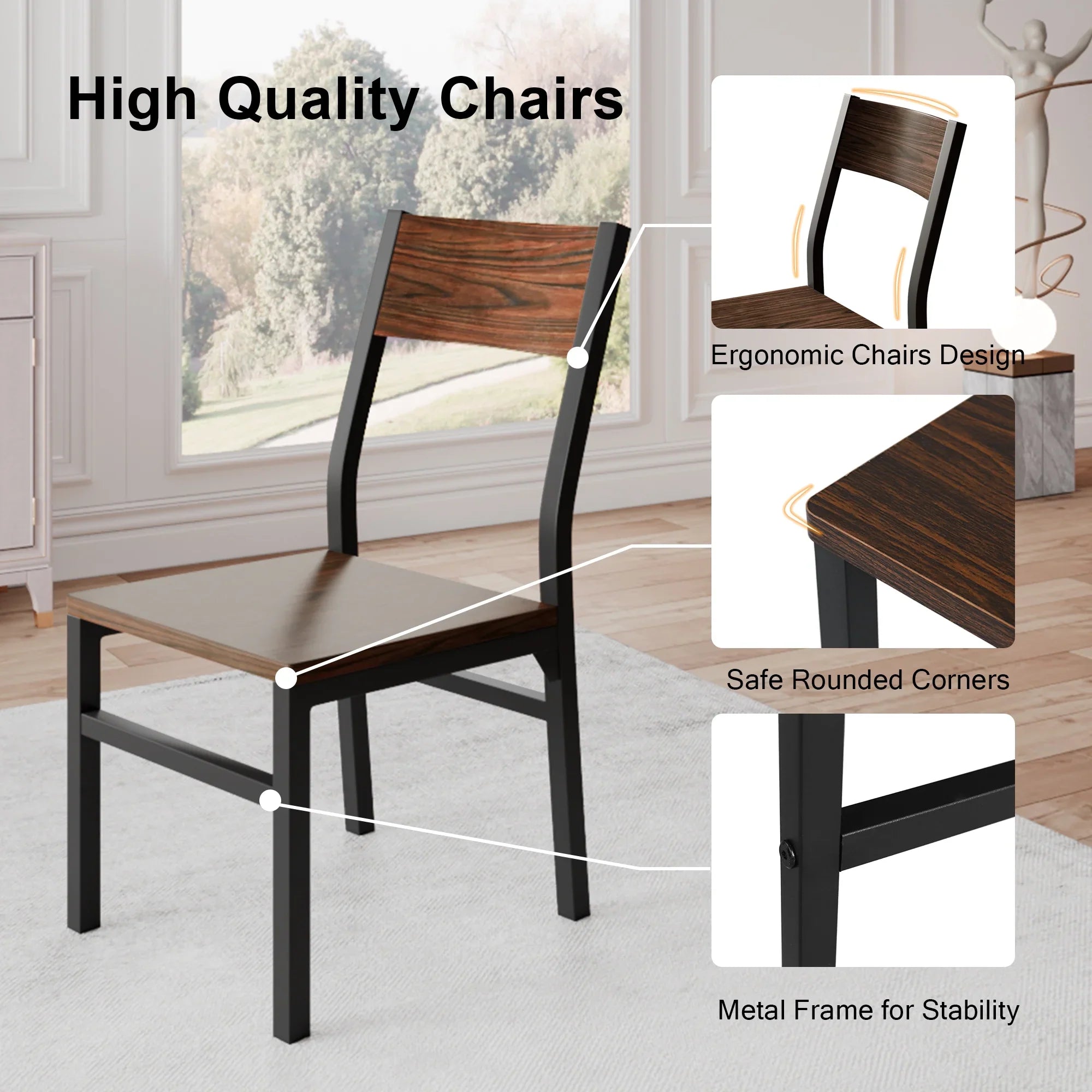 iPormis 63" Extendable Kitchen Table Set for 4-6 People