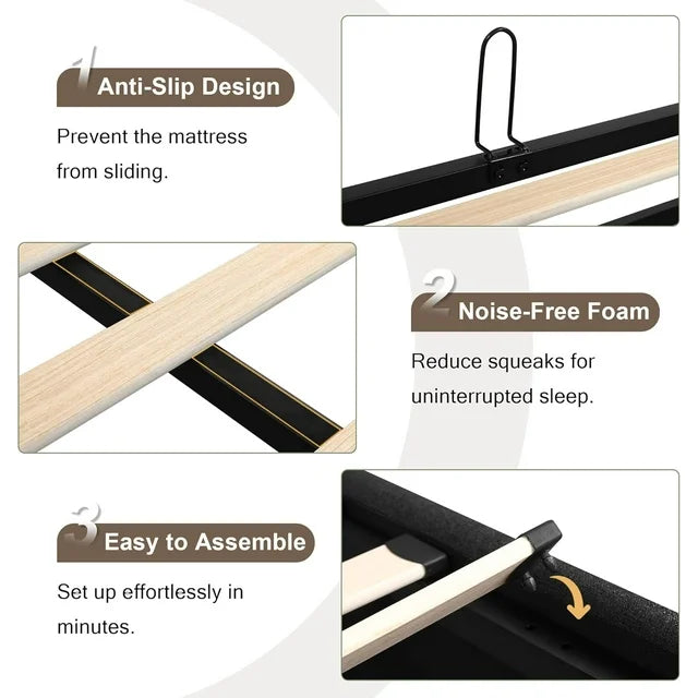 iPormis Full Size Bed Frame with Lift up Storage & Wingback Headboard