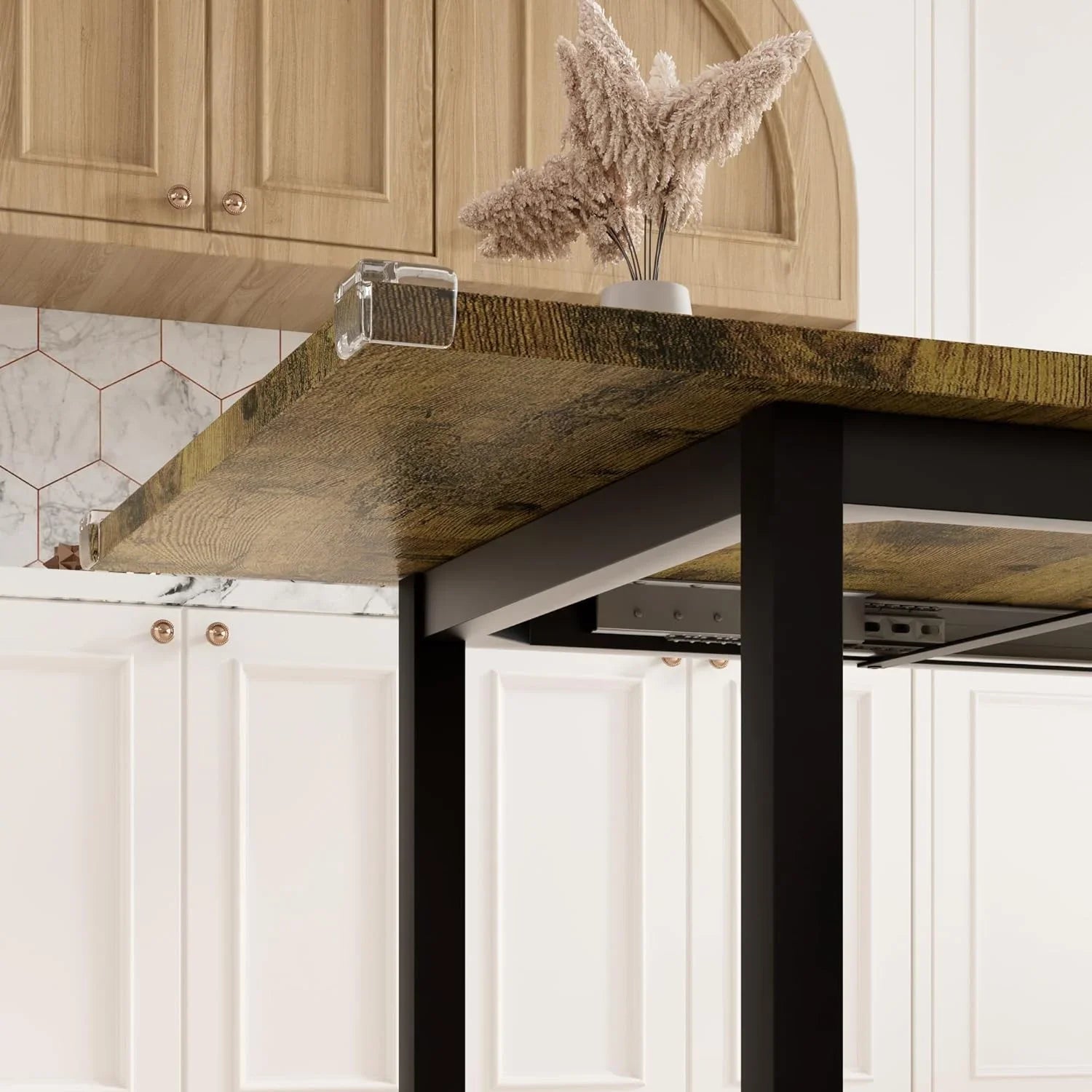 iPormis 7-Piece 63" Extendable Dining Table Set for 4-8 People, Mid-Century