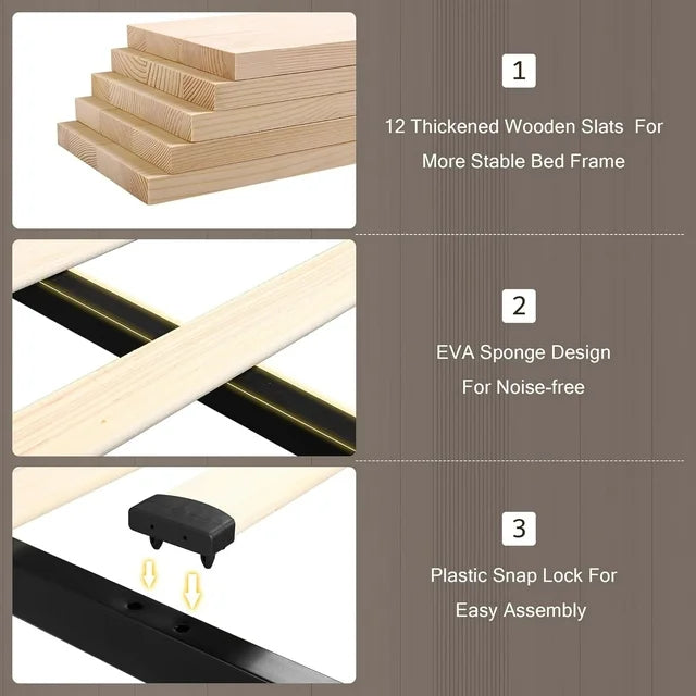 iPormis Bed Frame with Charging Station , Upholstered Bed with 4 Storage Drawers