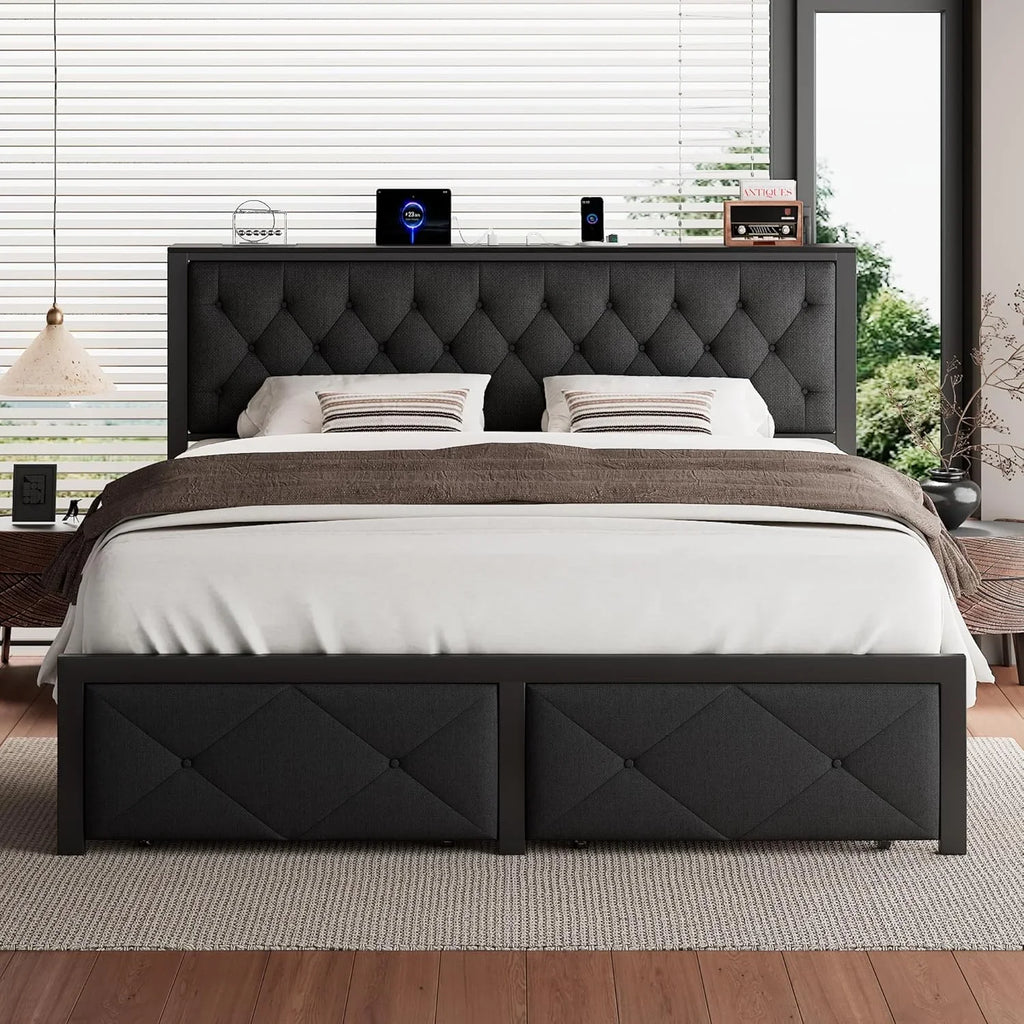 iPormis Bed Frame with Storage Drawers