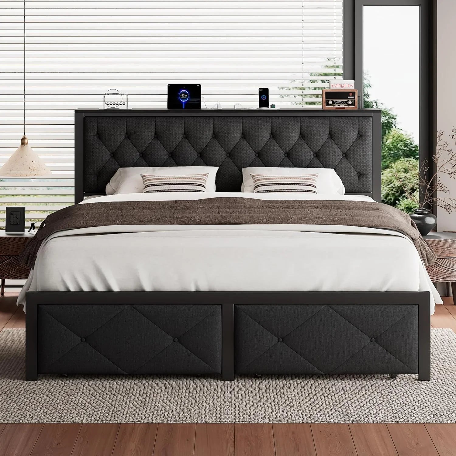 iPormis Bed Frame with Storage Drawers