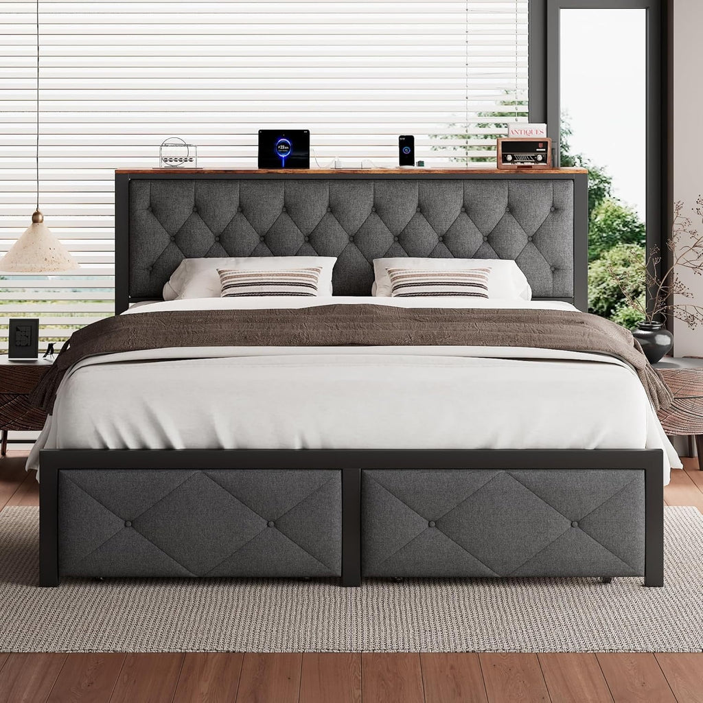 iPormis Bed Frame with Storage Drawers