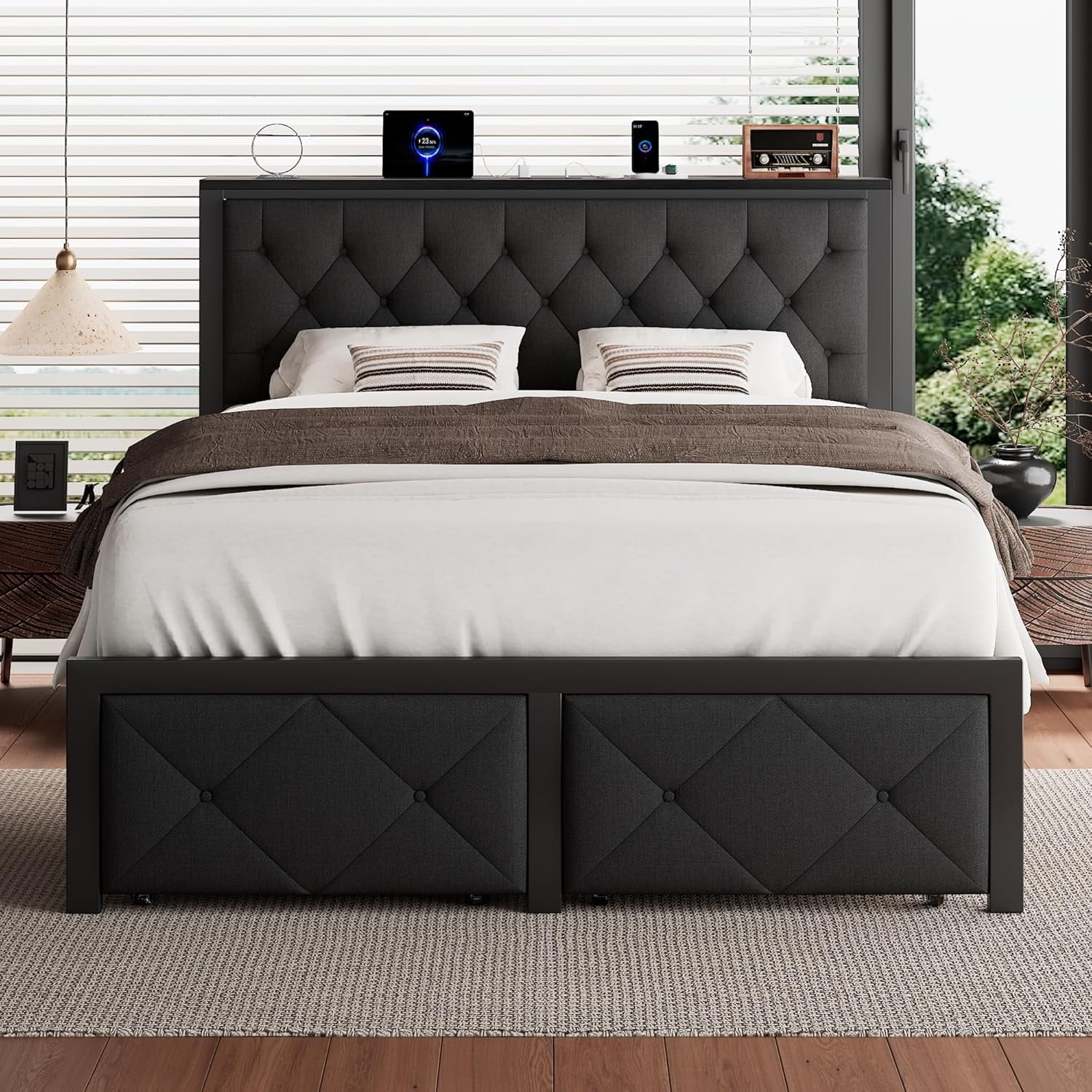 iPormis Bed Frame with Storage Drawers