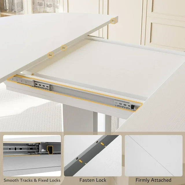 iPormis 59" Extendable Round Dining Table for 6 Modern Kitchen Table with Sturdy Wooden Base, Dining Room Table with Thickened MDF Board