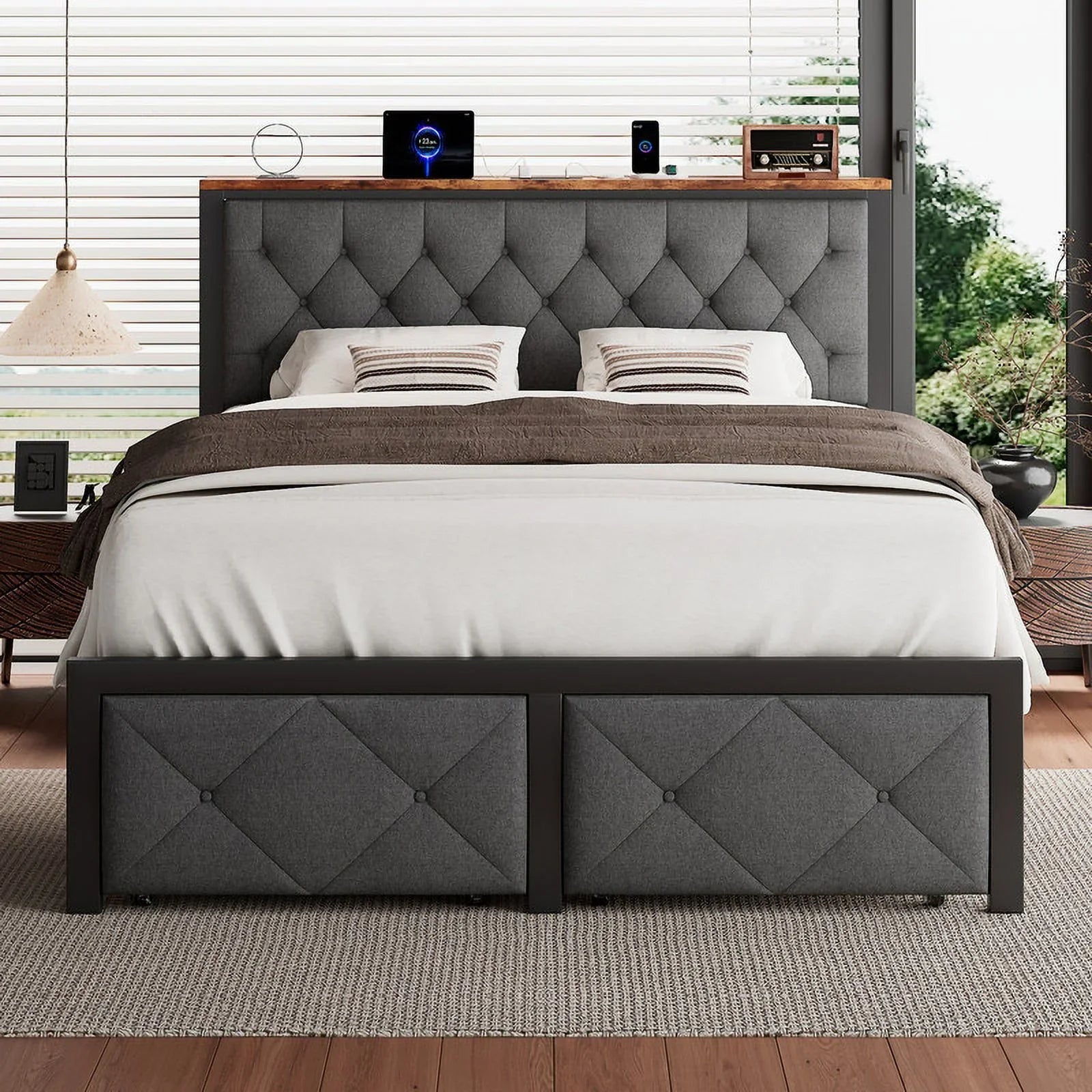 iPormis Bed Frame with Storage Drawers