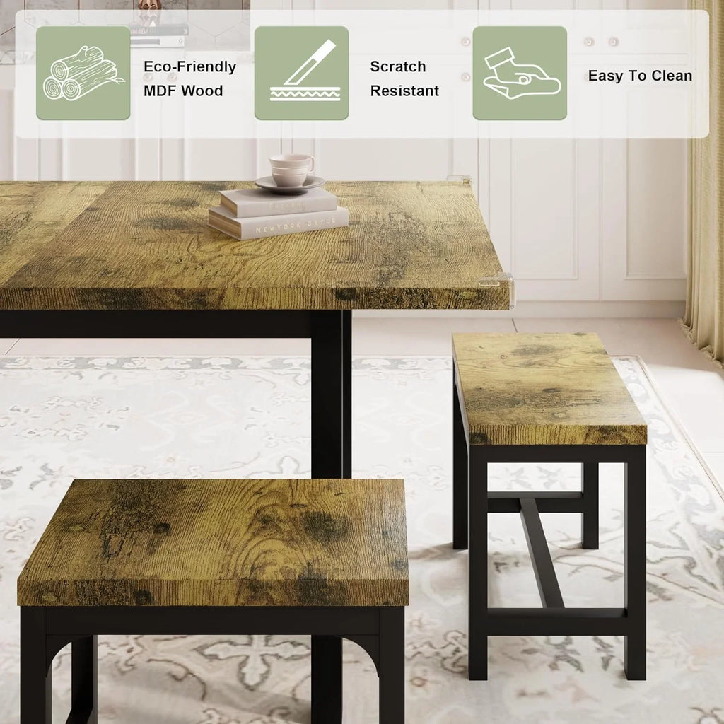 iPormis 7-Piece 63" Extendable Dining Table Set for 4-8 People, Mid-Century