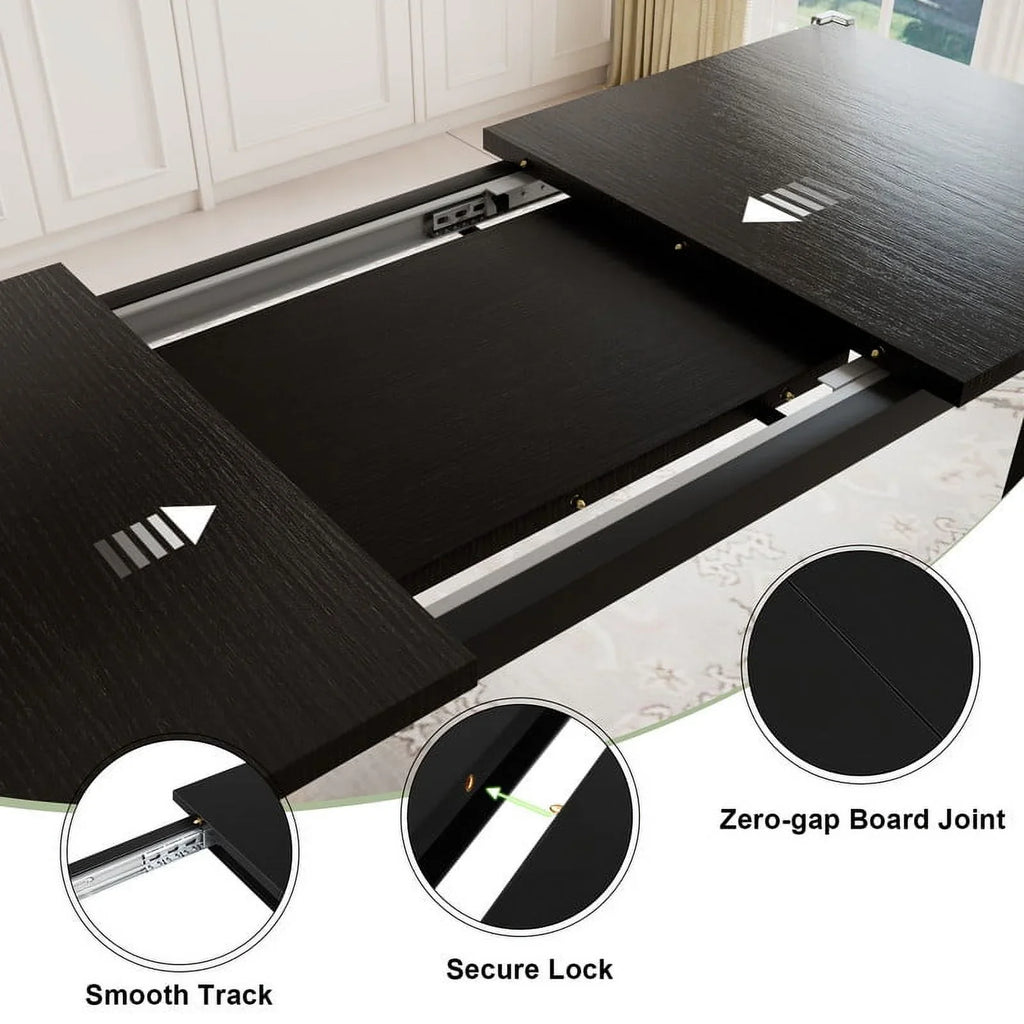 iPormis 7-Piece 63" Extendable Dining Table Set for 4-8 People, Mid-Century