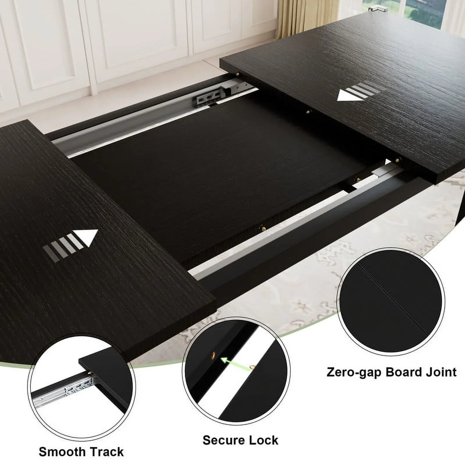 iPormis 7-Piece 63" Extendable Dining Table Set for 4-8 People, Mid-Century