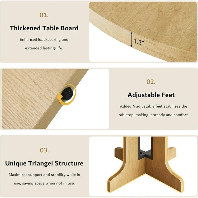 iPormis 59" Extendable Round Dining Table for 6 Modern Kitchen Table with Sturdy Wooden Base, Dining Room Table with Thickened MDF Board