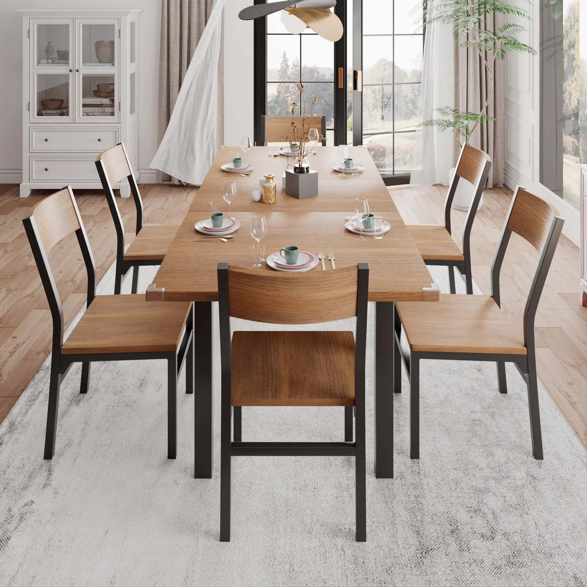 iPormis 63" Extendable Kitchen Table Set for 4-6 People