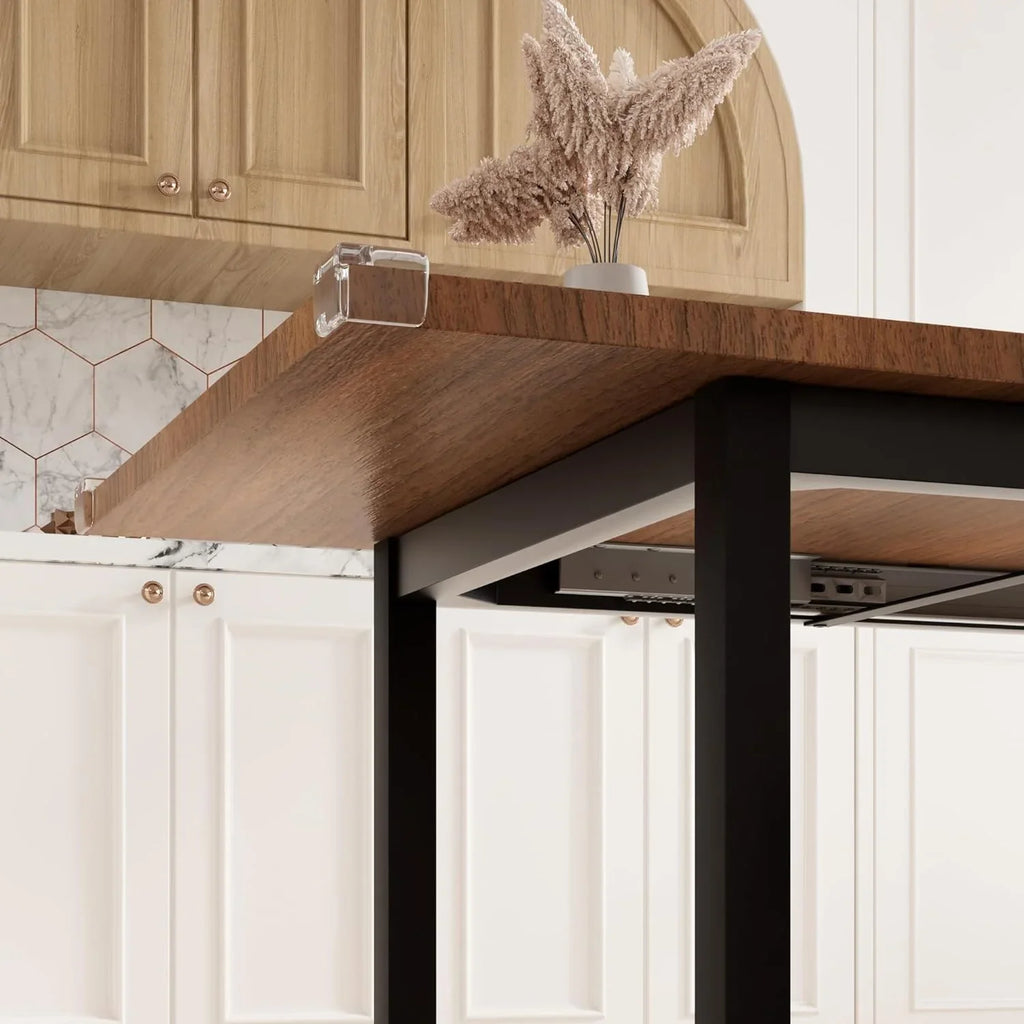 iPormis 7-Piece 63" Extendable Dining Table Set for 4-8 People, Mid-Century