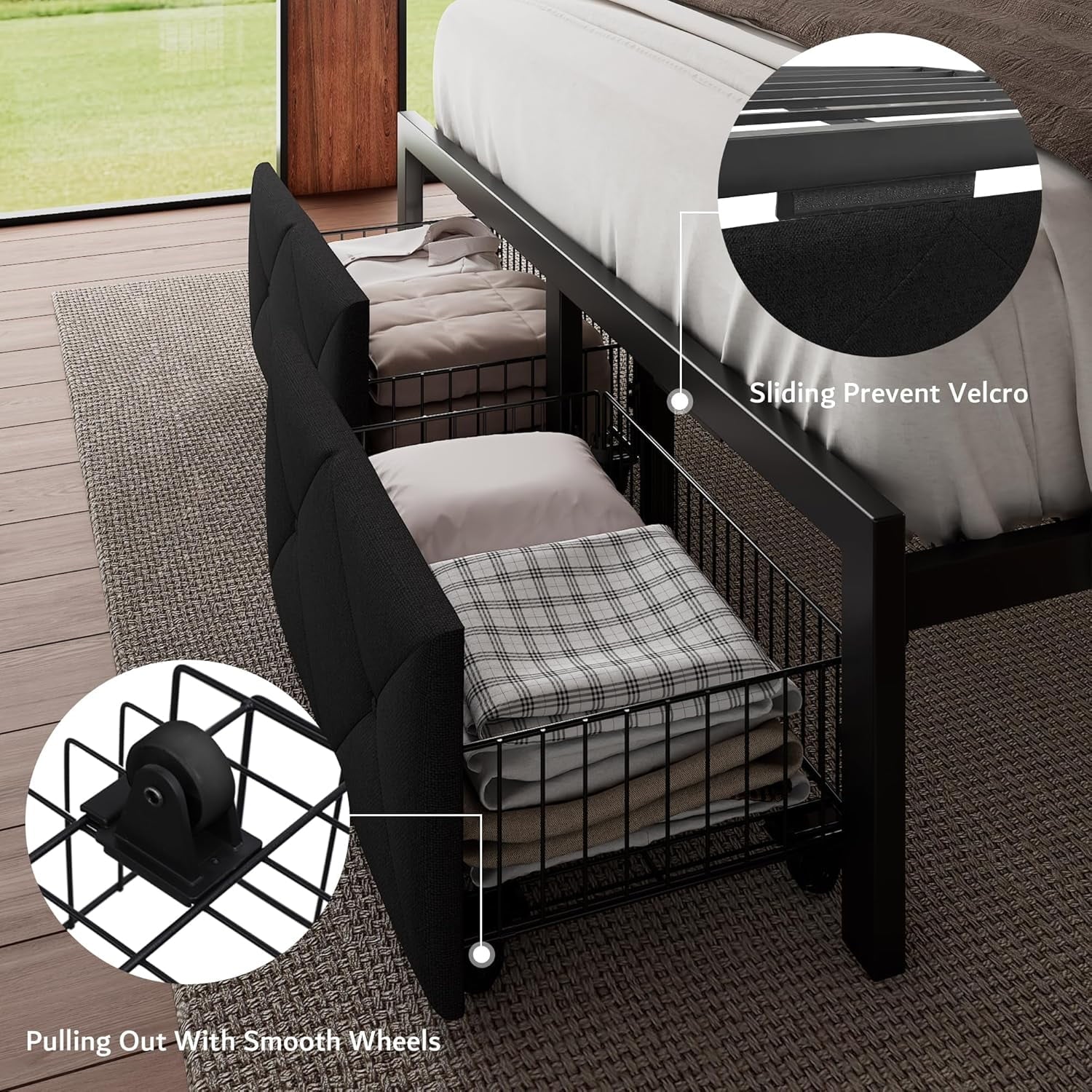 iPormis Bed Frame with Storage Drawers