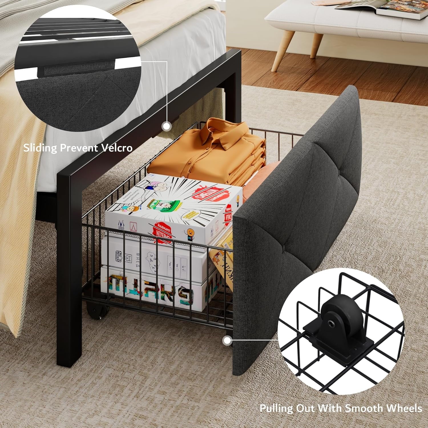 iPormis Bed Frame with Storage Drawers