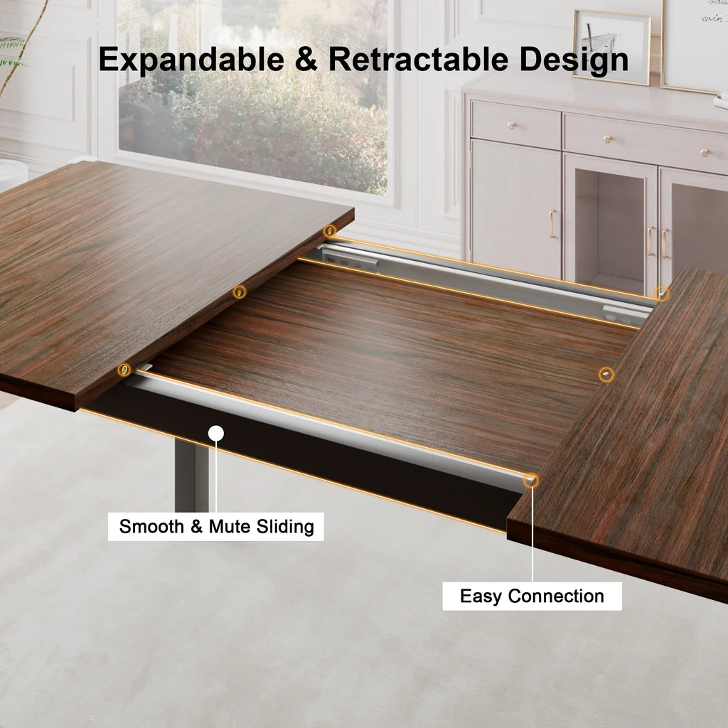 iPormis 63" Extendable Kitchen Table Set for 4-6 People