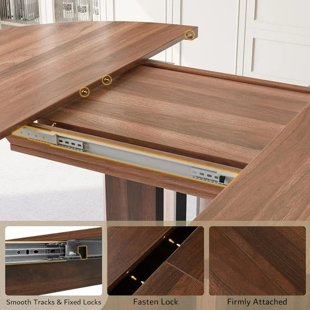 iPormis 59" Extendable Round Dining Table for 6 Modern Kitchen Table with Sturdy Wooden Base, Dining Room Table with Thickened MDF Board