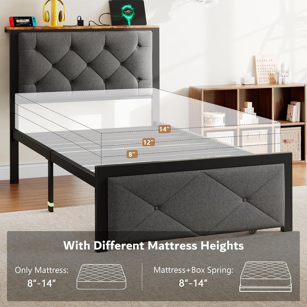 iPormis Bed Frame with Storage Drawers