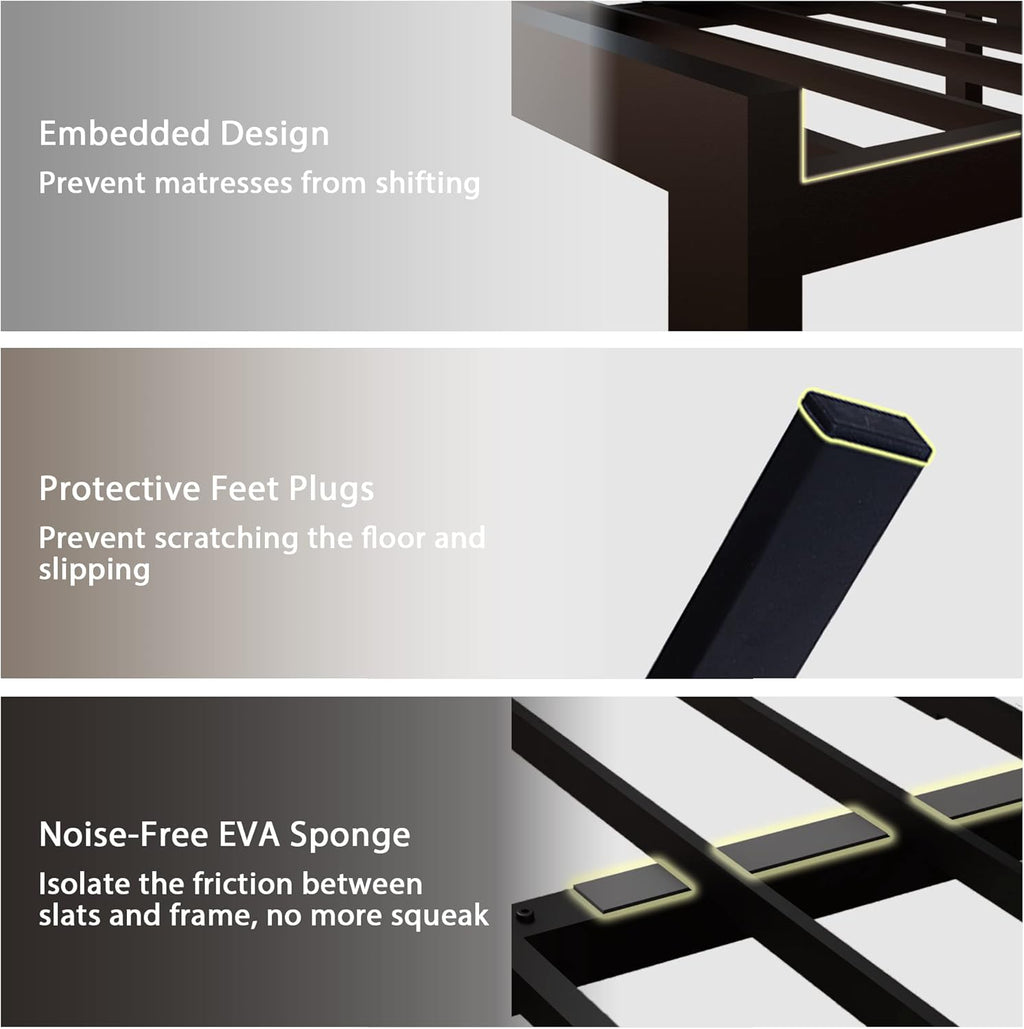 Feonase Metal Bed Frame Heavy-Duty Platform Bed Frame