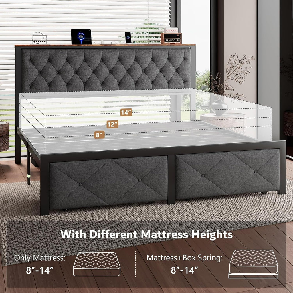 iPormis Bed Frame with Storage Drawers