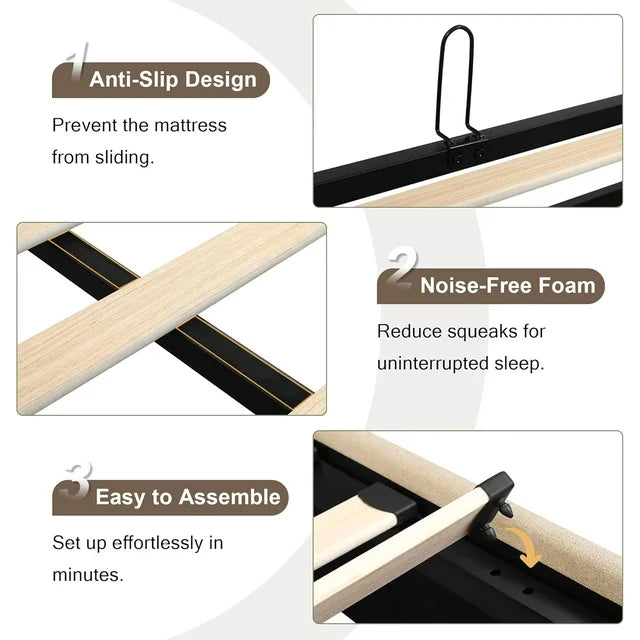 iPormis Full Size Bed Frame with Lift up Storage & Wingback Headboard