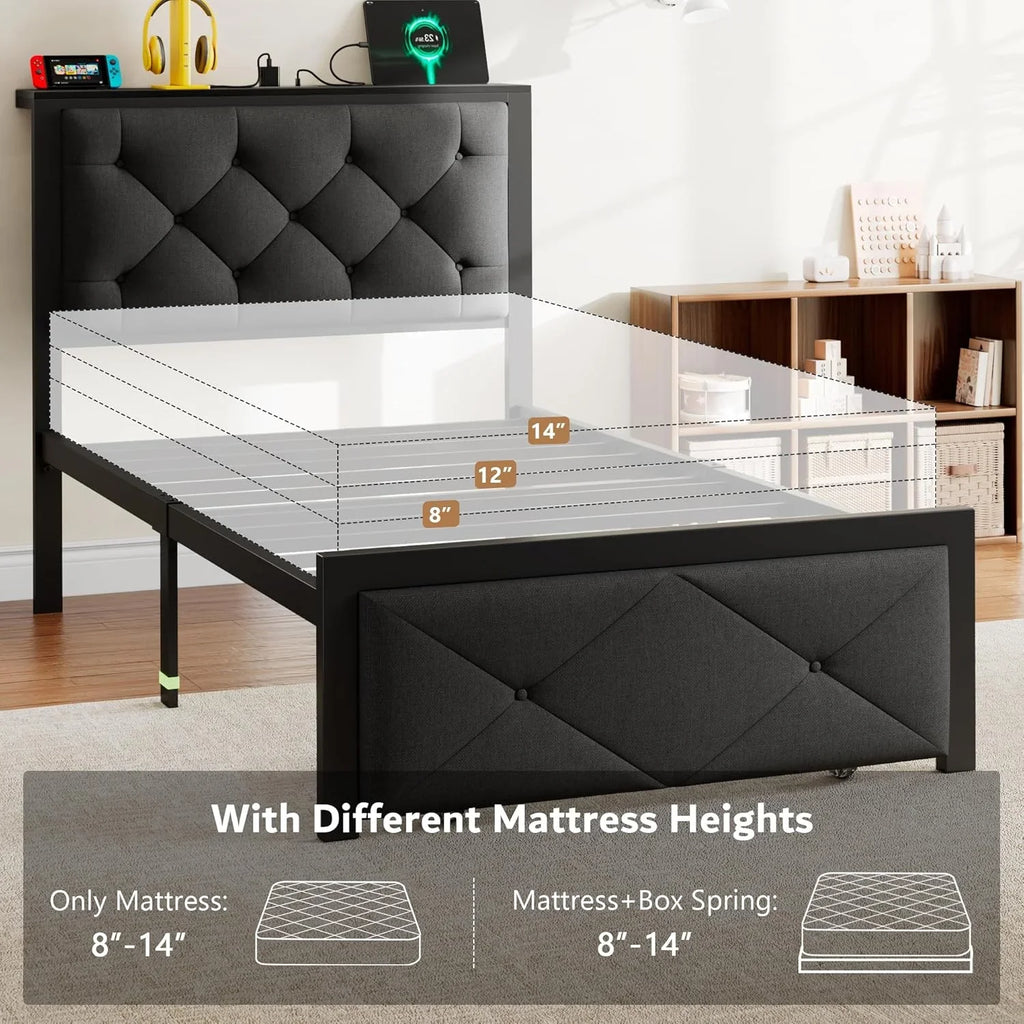 iPormis Bed Frame with Storage Drawers