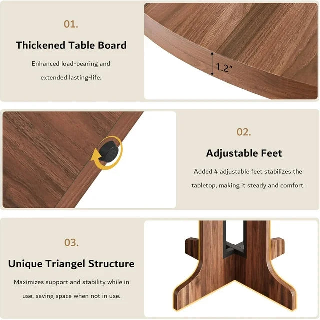 iPormis 59" Extendable Round Dining Table for 6 Modern Kitchen Table with Sturdy Wooden Base, Dining Room Table with Thickened MDF Board