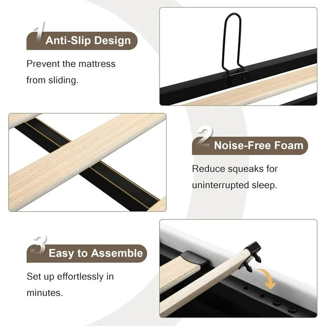 iPormis Full Size Bed Frame with Lift up Storage & Wingback Headboard