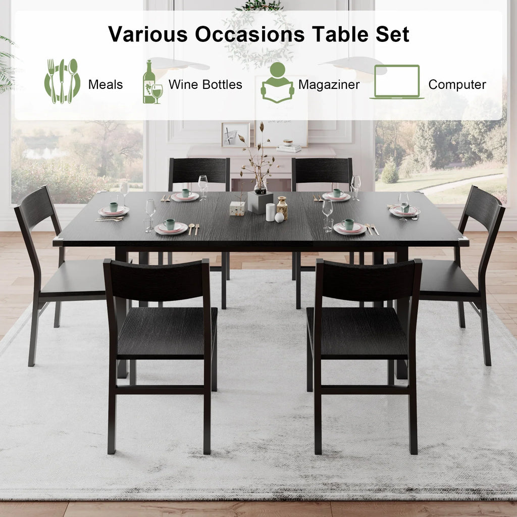 iPormis 63" Extendable Kitchen Table Set for 4-6 People