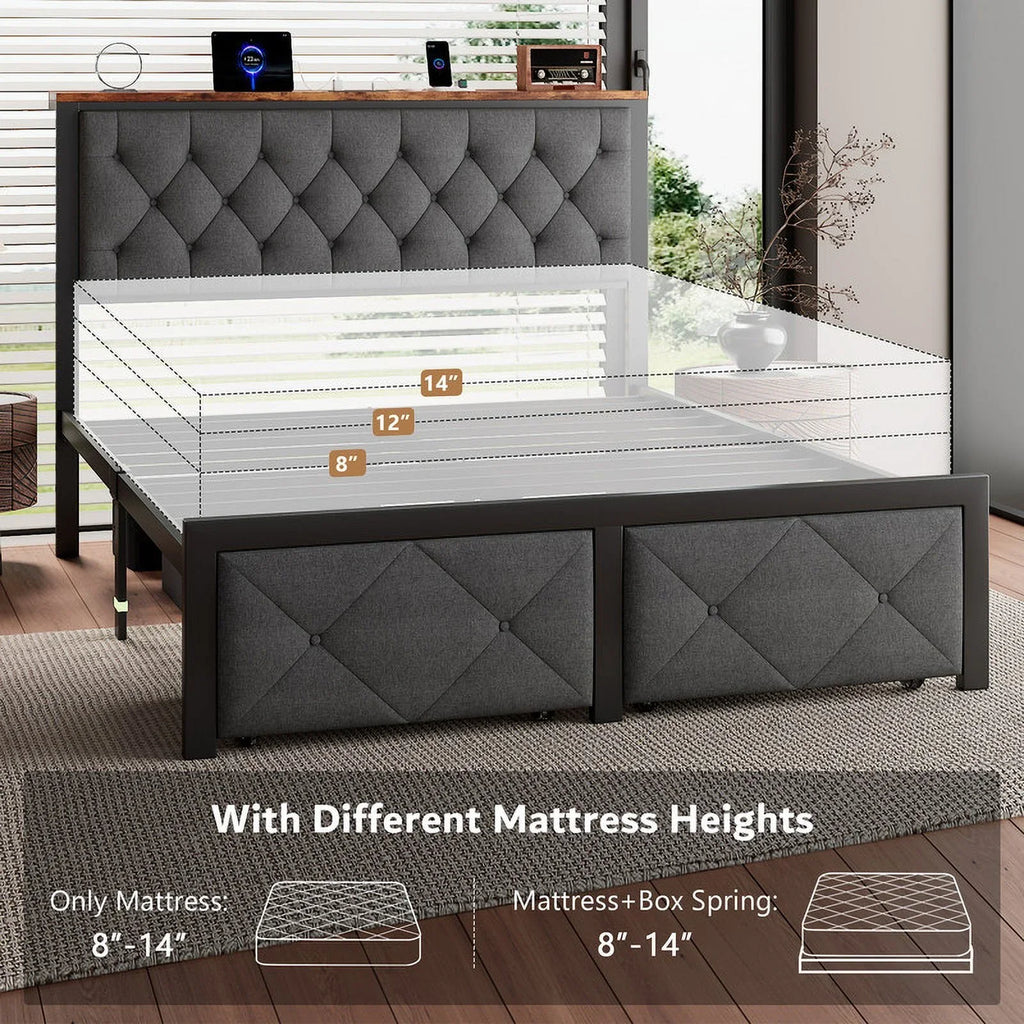 iPormis Bed Frame with Storage Drawers