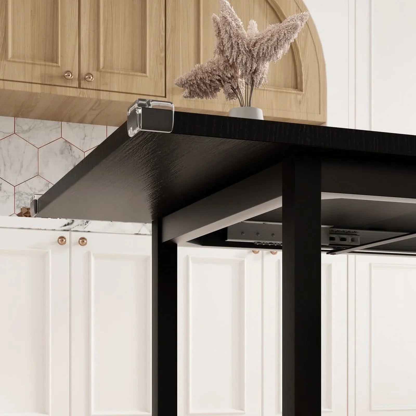 iPormis 7-Piece 63" Extendable Dining Table Set for 4-8 People, Mid-Century