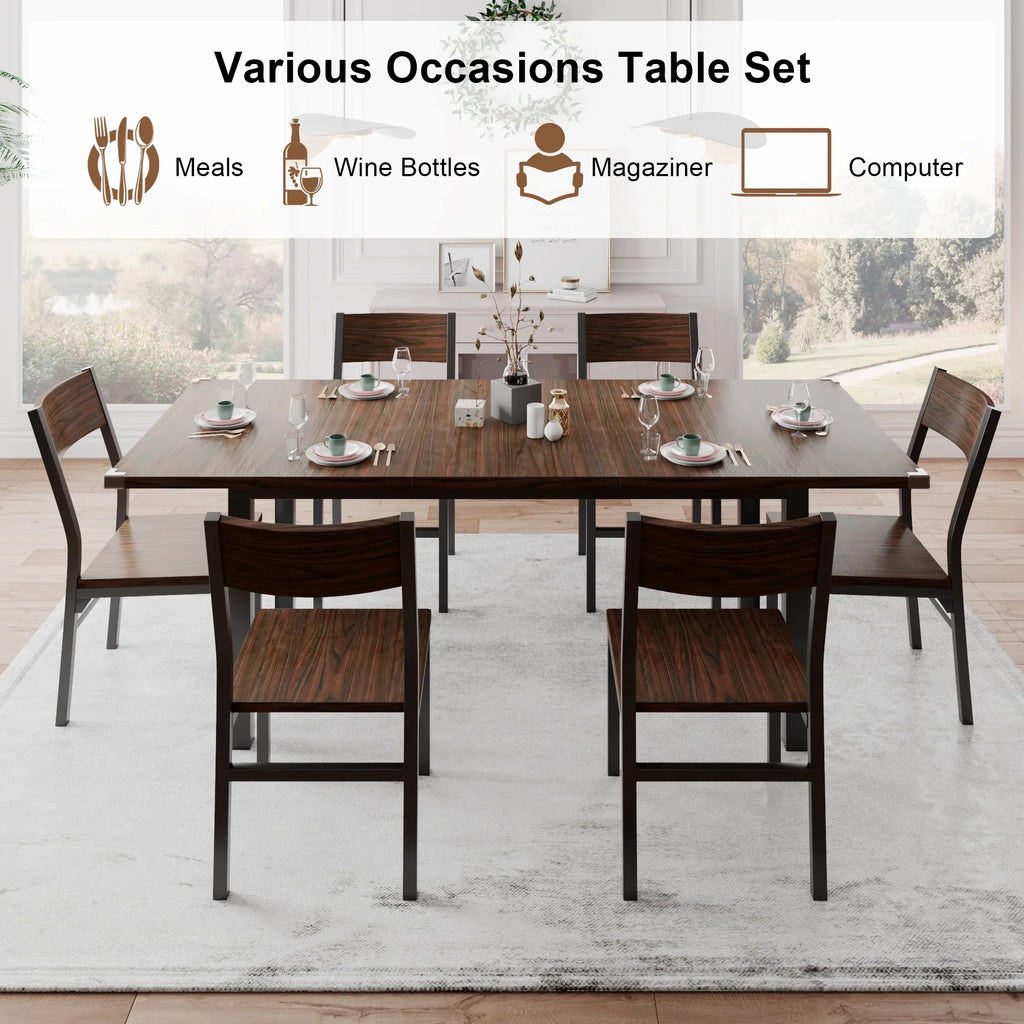 iPormis 63" Extendable Kitchen Table Set for 4-6 People