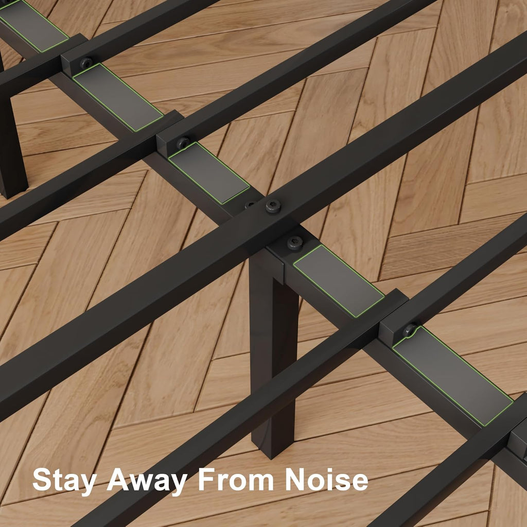 Feonase Metal Bed Frame Platform Bed with 6 Non-Slip Mattress Gaskets