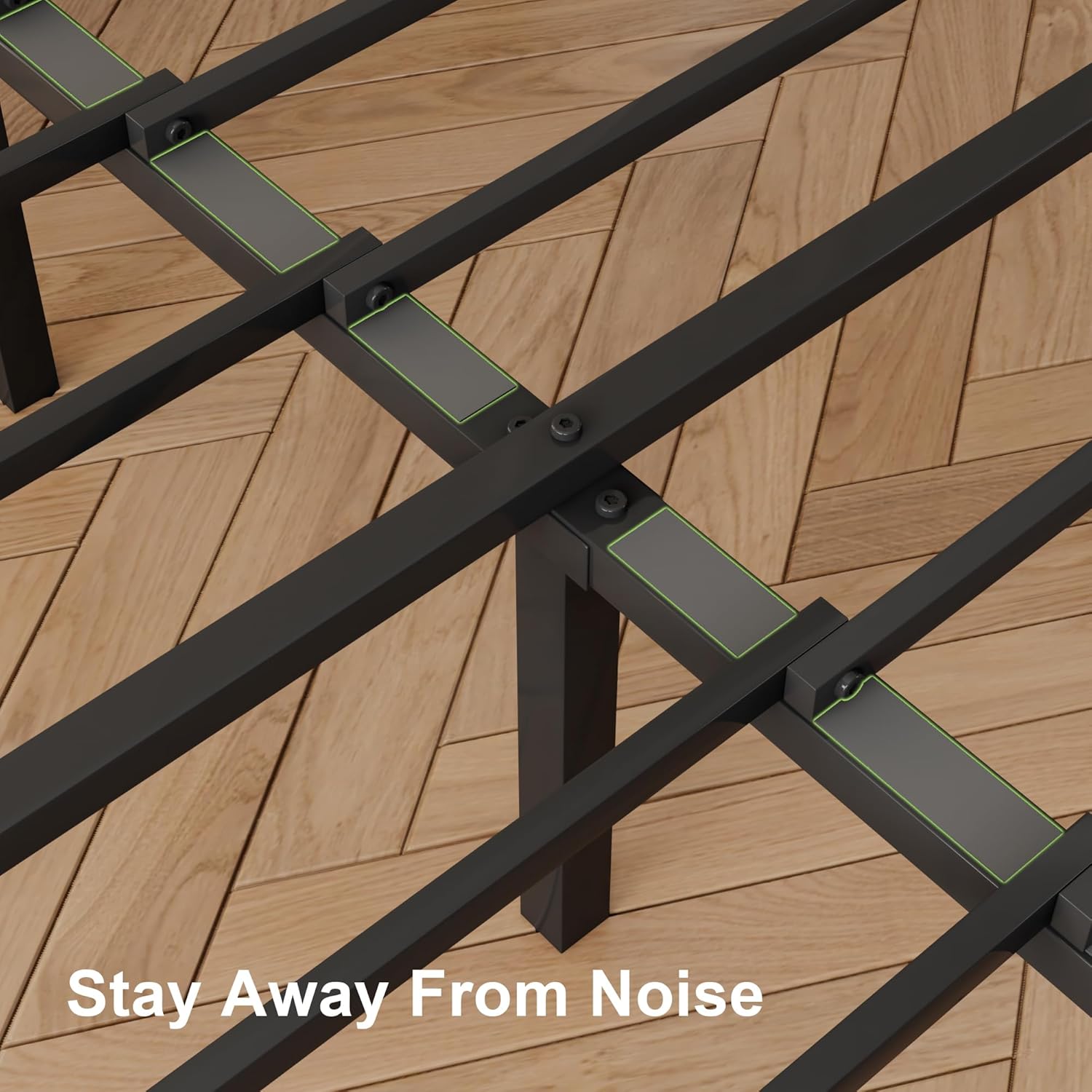 Feonase Metal Bed Frame Platform Bed with 6 Non-Slip Mattress Gaskets