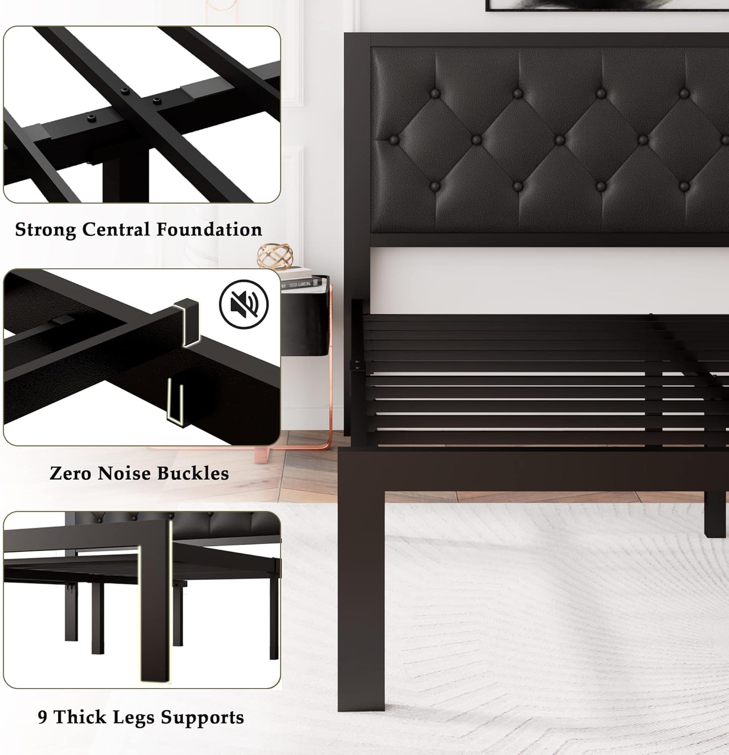 Feonase Metal Bed Frame Heavy-Duty Platform Bed Frame