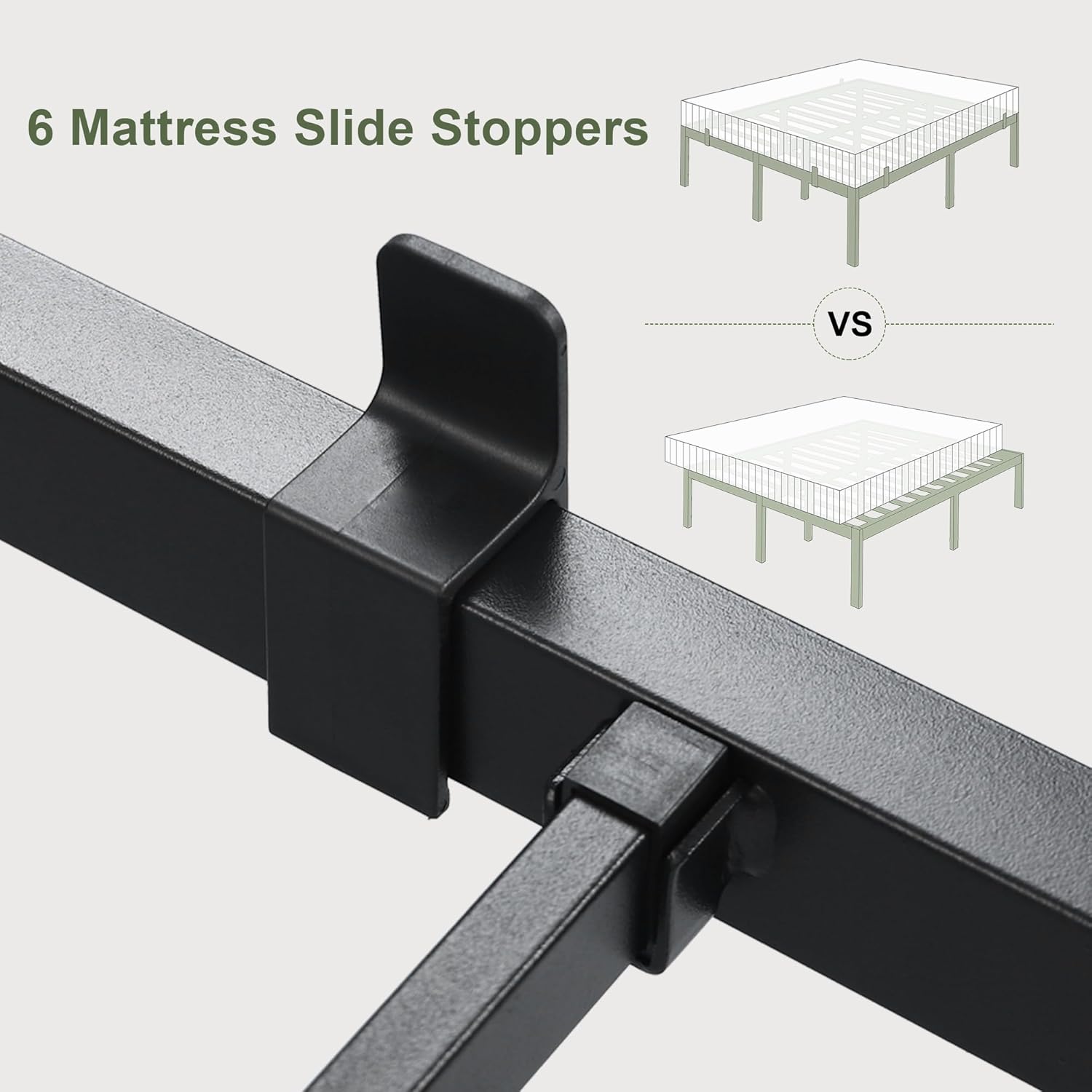 Feonase Metal Bed Frame Platform Bed with 6 Non-Slip Mattress Gaskets